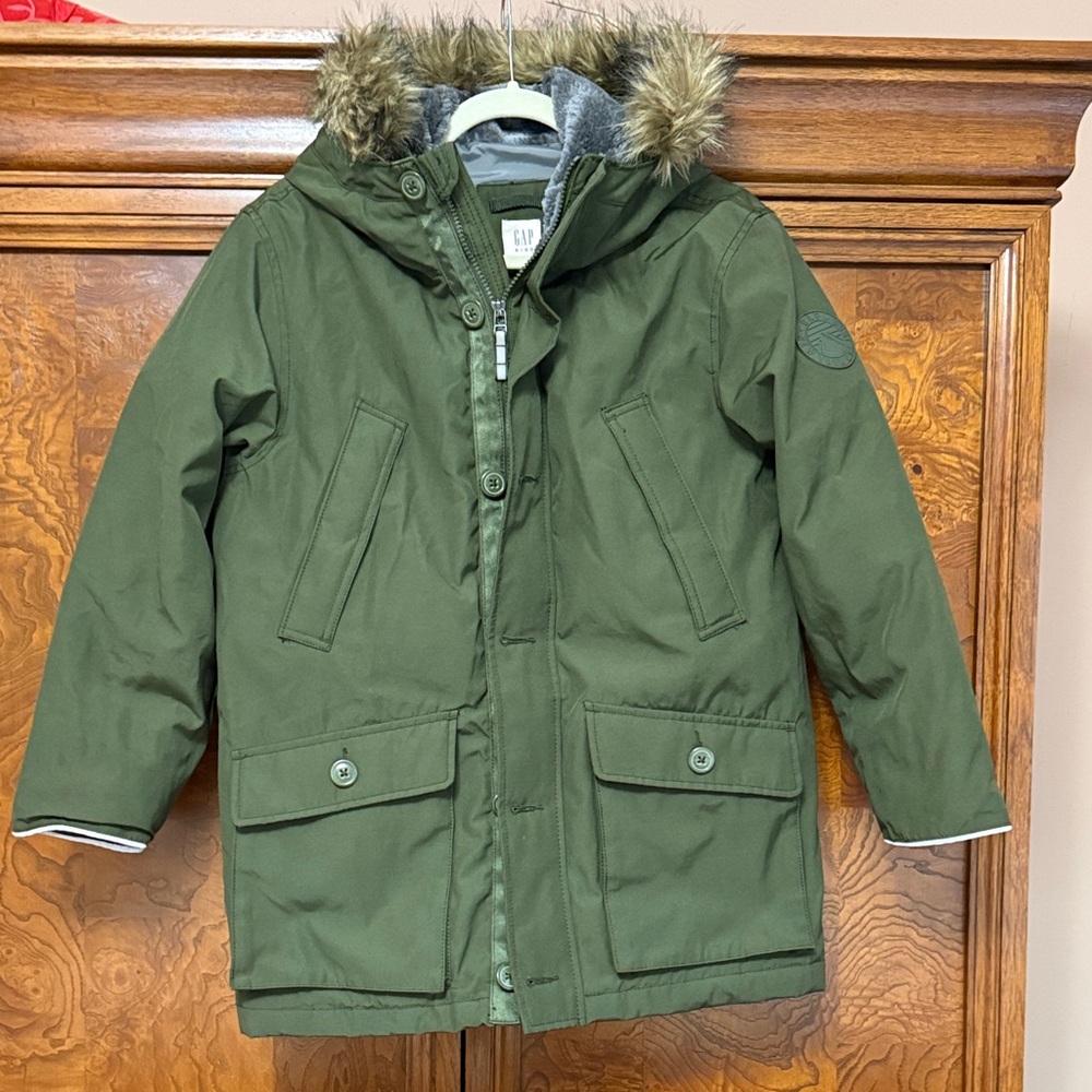GAP Kids Olive Green down Parker Coat
